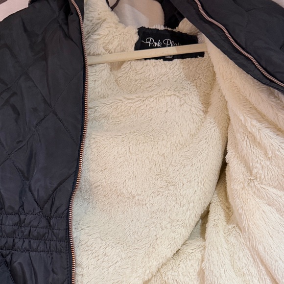 Pinkblush Quilted Black Puffer Jacket with Cream Interior - Picture 2 of 3